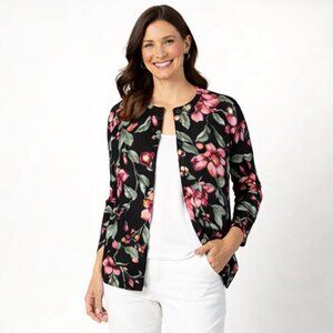 Karen Scott Jersey Cardigan – Floral Print – Size Small – NWT